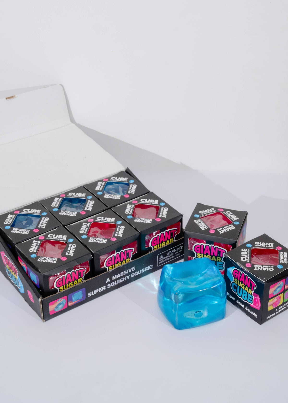 Giant Sugar Cube Squishy Sensory Toy Display – 6 Count