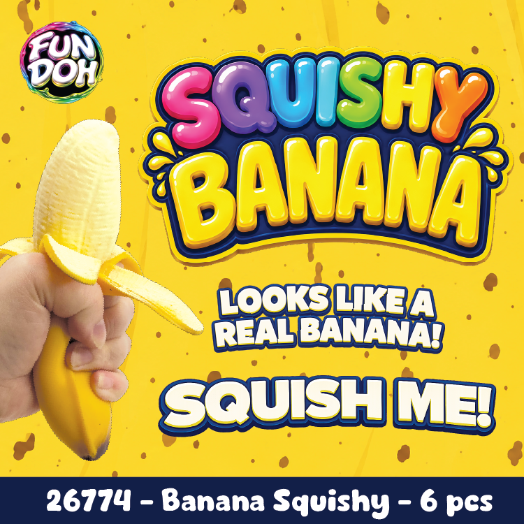 Fun Doh Banana Squishy Stress Relief Toy - 6/Display: Wholesale Price