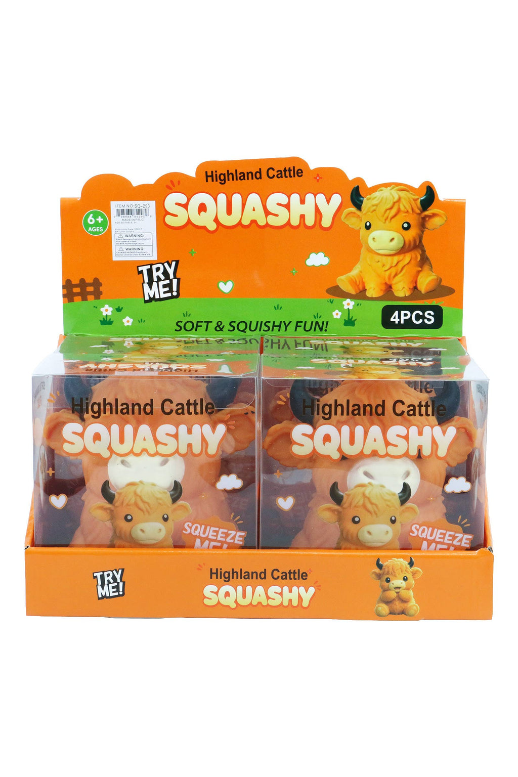 JUMBO 6 Inch Highland Cow Fluffy Slime Filled TPR Squishy: ORANGE / ONE SIZE