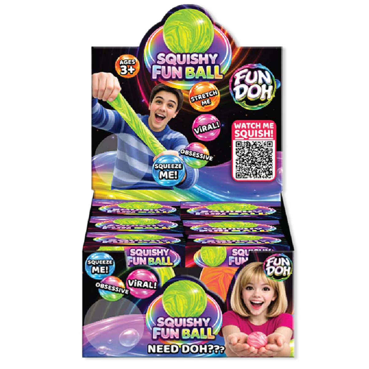 Fun Doh Squishy Fun Fidget Ball Boxed Assortment- 12/Display: Wholesale Price