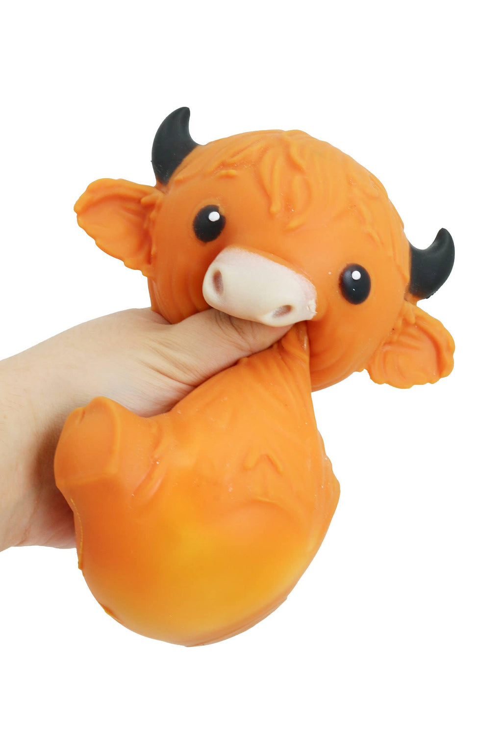 JUMBO 6 Inch Highland Cow Fluffy Slime Filled TPR Squishy: ORANGE / ONE SIZE