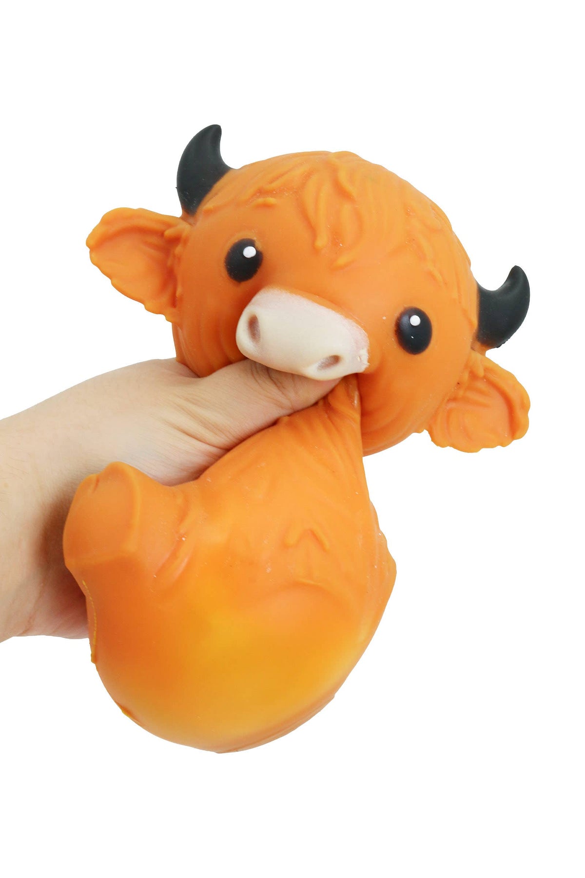 JUMBO 6 Inch Highland Cow Fluffy Slime Filled TPR Squishy: ORANGE / ONE SIZE