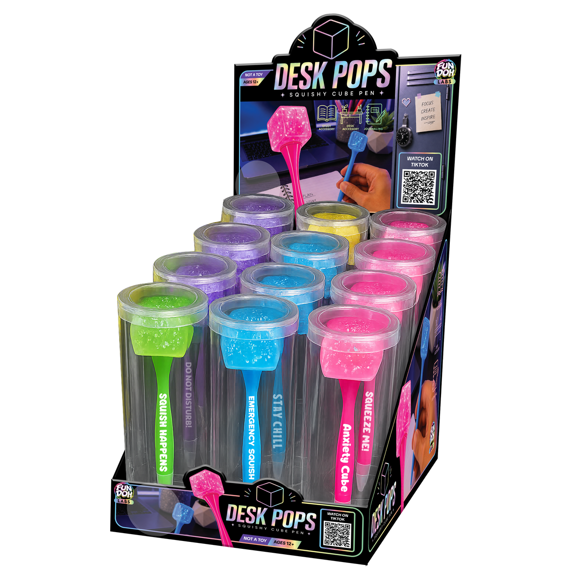 Fun Doh Squishy Cube Toy Pen Assortment - 12/Display: Wholesale Price