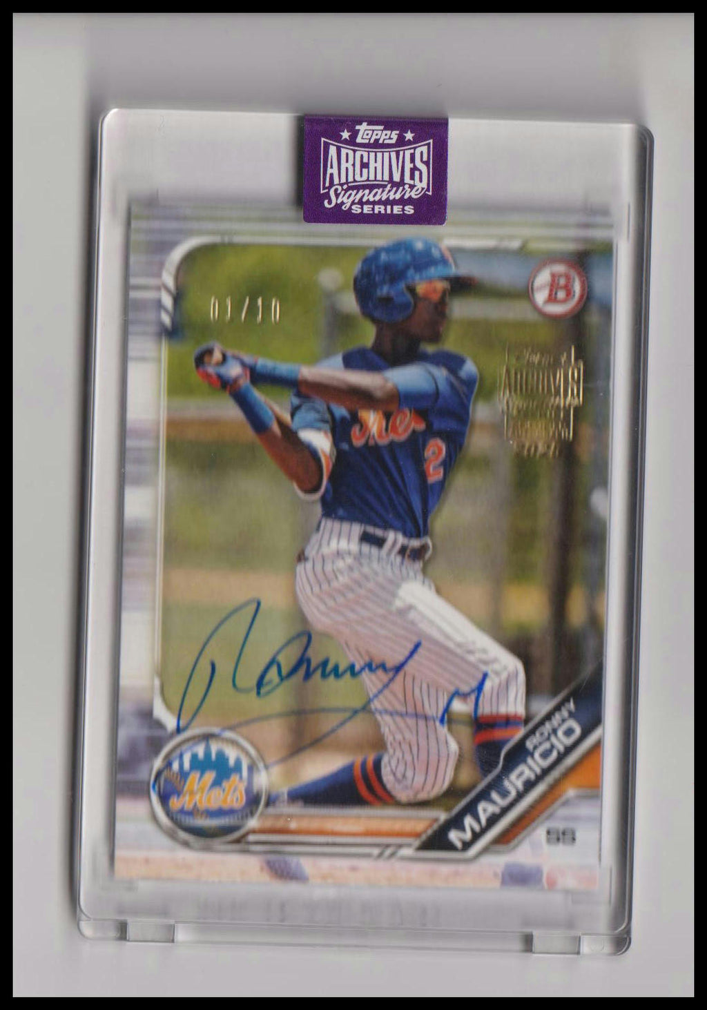 2019 Bowman Draft '25 Topps Archive Signature #BD62 Ronny Mauricio AU/10 Encased
