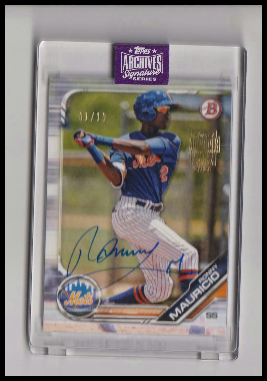 2019 Bowman Draft '25 Topps Archive Signature #BD62 Ronny Mauricio AU/10 Encased