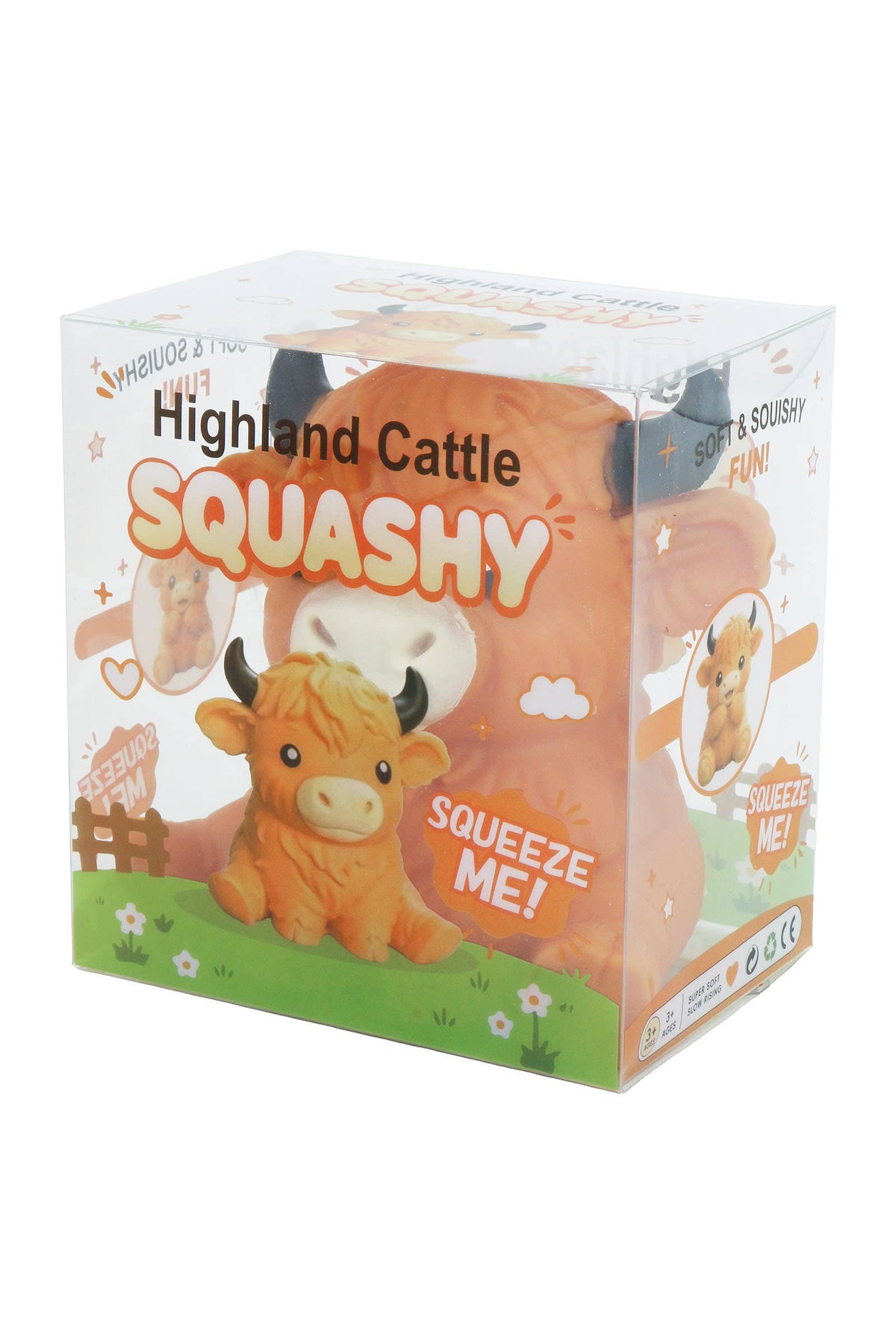 JUMBO 6 Inch Highland Cow Fluffy Slime Filled TPR Squishy: ORANGE / ONE SIZE