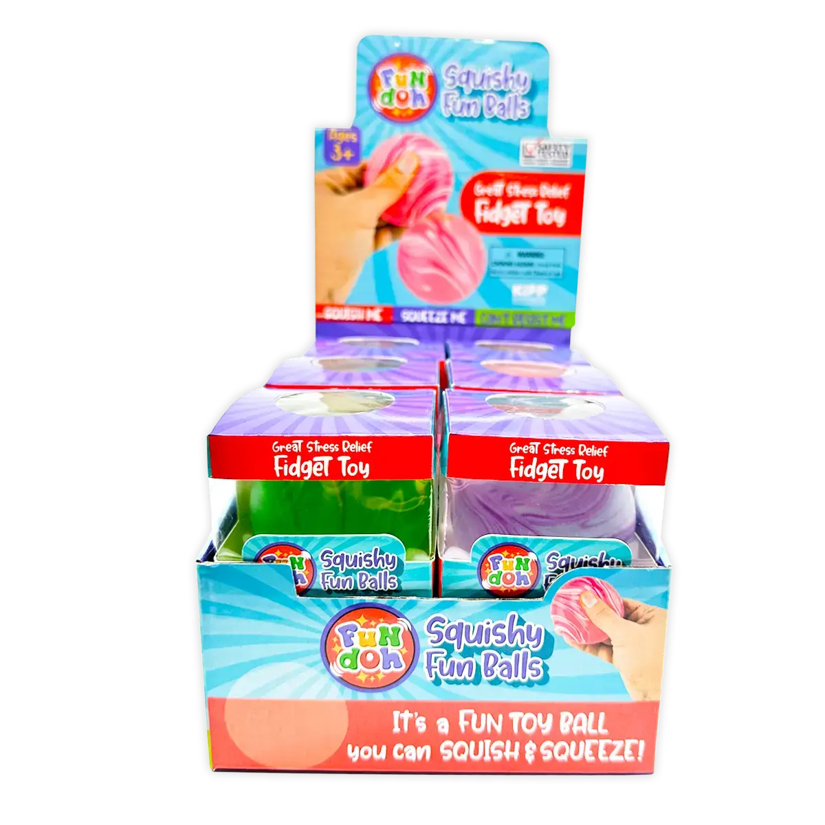 Fun Doh Squishy Fun Fidget Ball Boxed Assortment- 12/Display: Wholesale Price