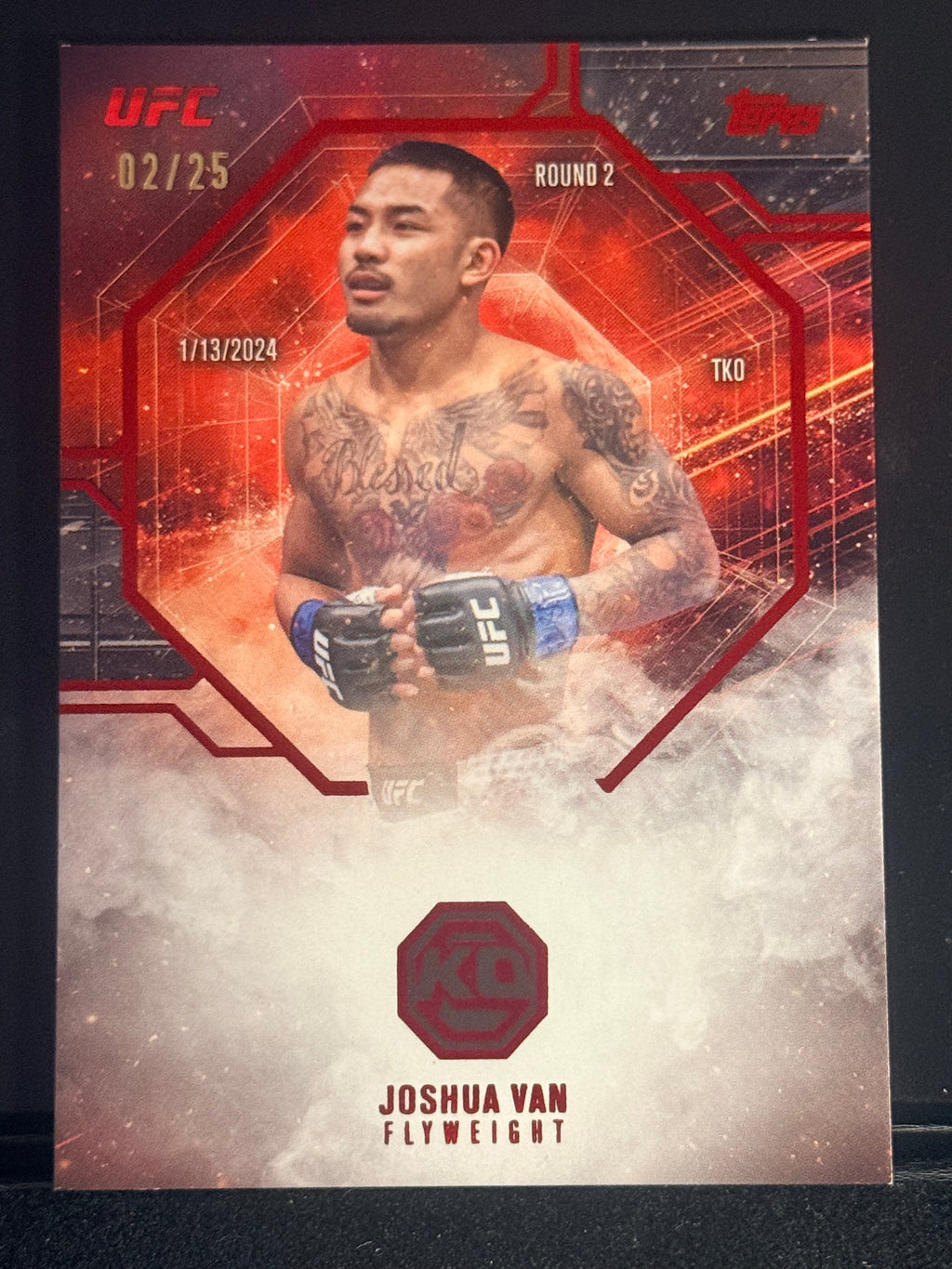 2025 TOPPS KNOCKOUT UFC INSTANT ARRIVAL BLACK #IA-10 JOSHUA VAN #/25
