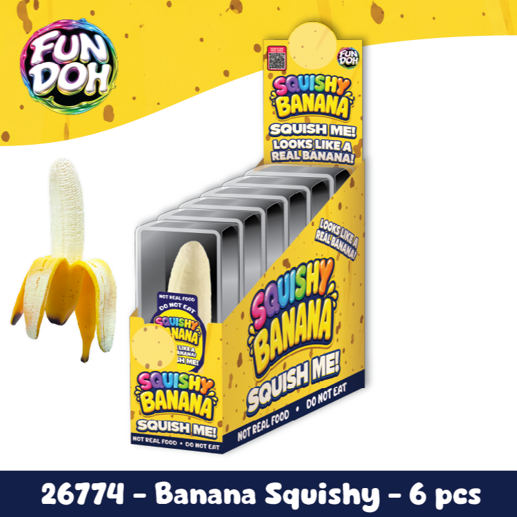 Fun Doh Banana Squishy Stress Relief Toy - 6/Display: Wholesale Price