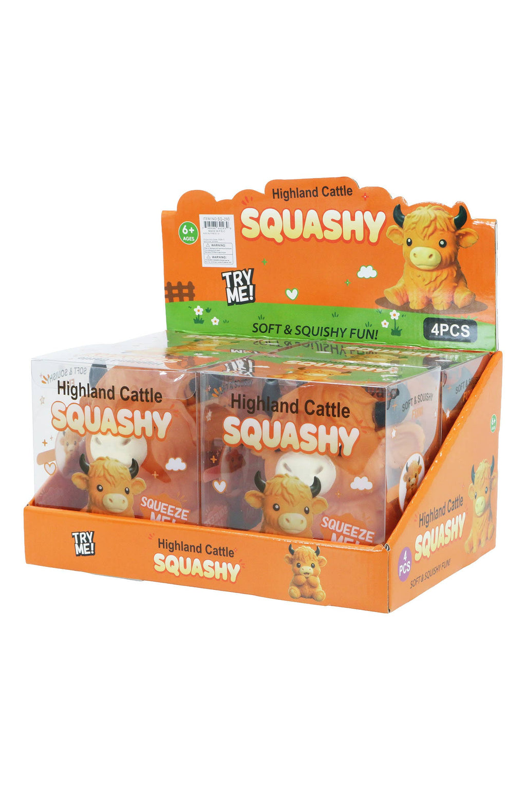 JUMBO 6 Inch Highland Cow Fluffy Slime Filled TPR Squishy: ORANGE / ONE SIZE