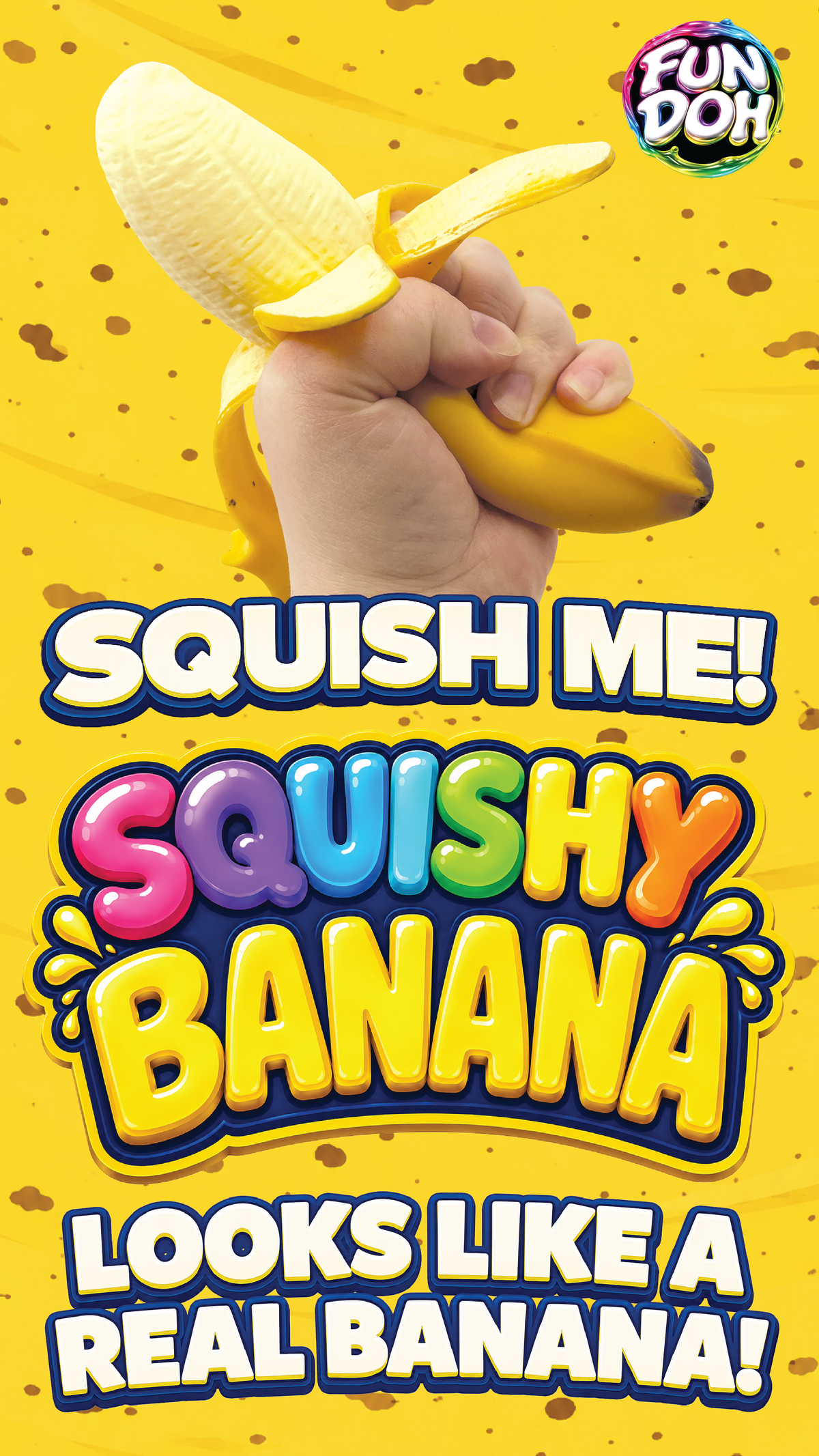 Fun Doh Banana Squishy Stress Relief Toy - 6/Display: Wholesale Price