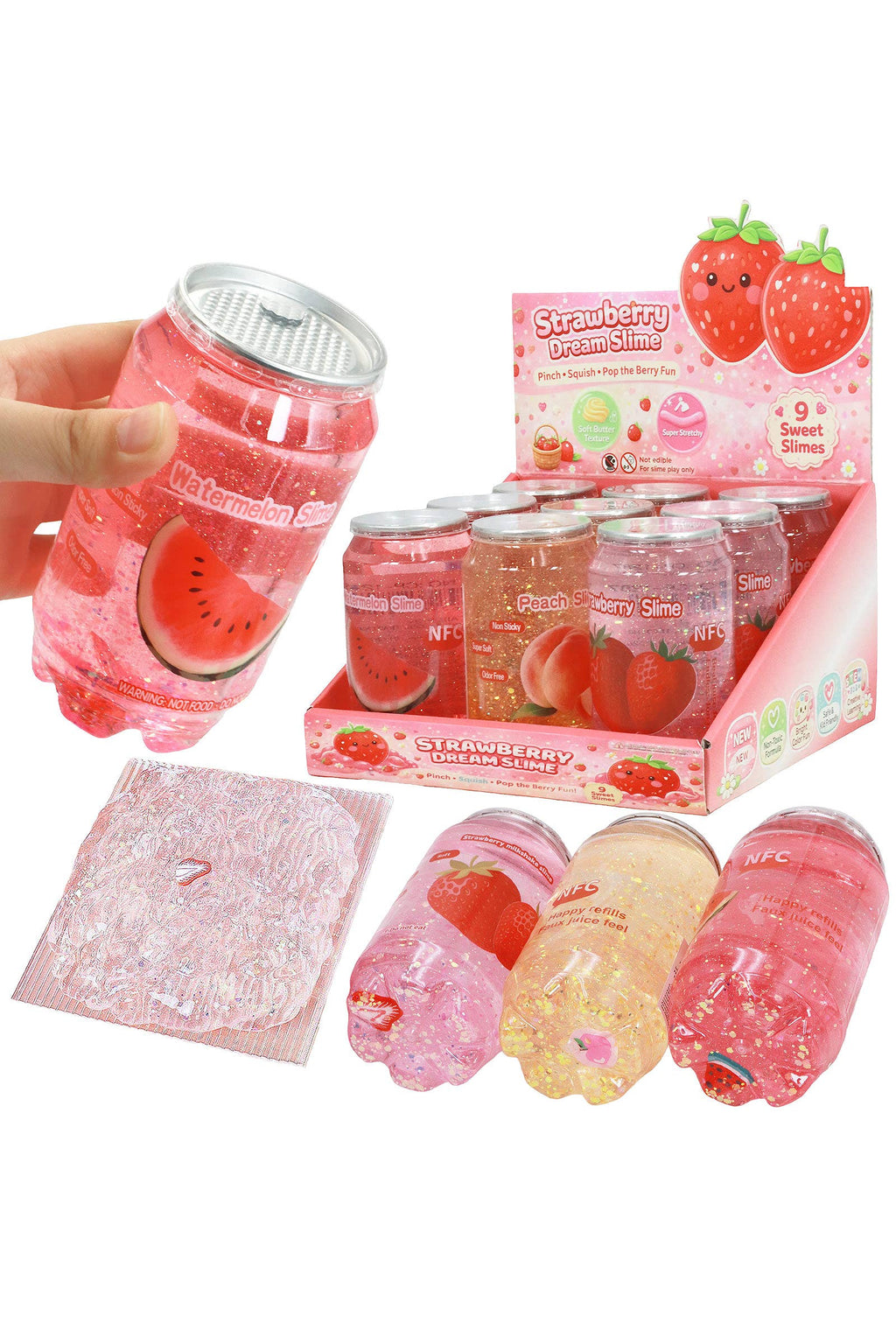 Sparkling Pink Fruit Variety Soda Can Glitter Slime: ASSORTED / ONE SIZE
