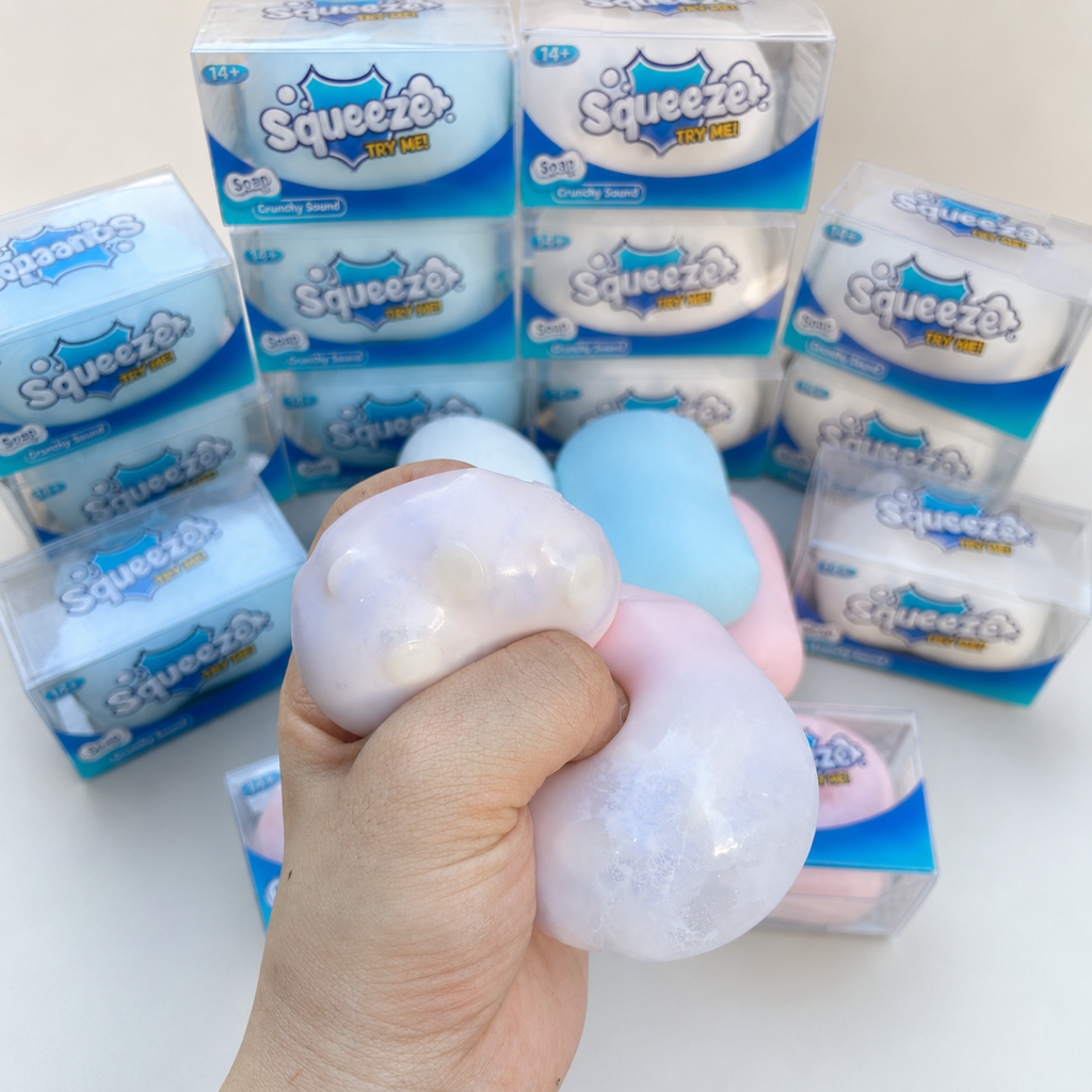 Crunchy Block Soap Squishy Stress Toy: Blue