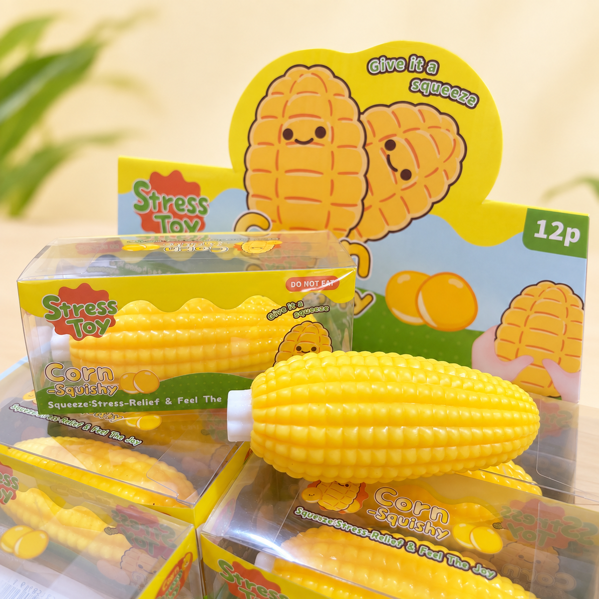 Crunchy Block-Filled Corn Squishy Toy: Corn