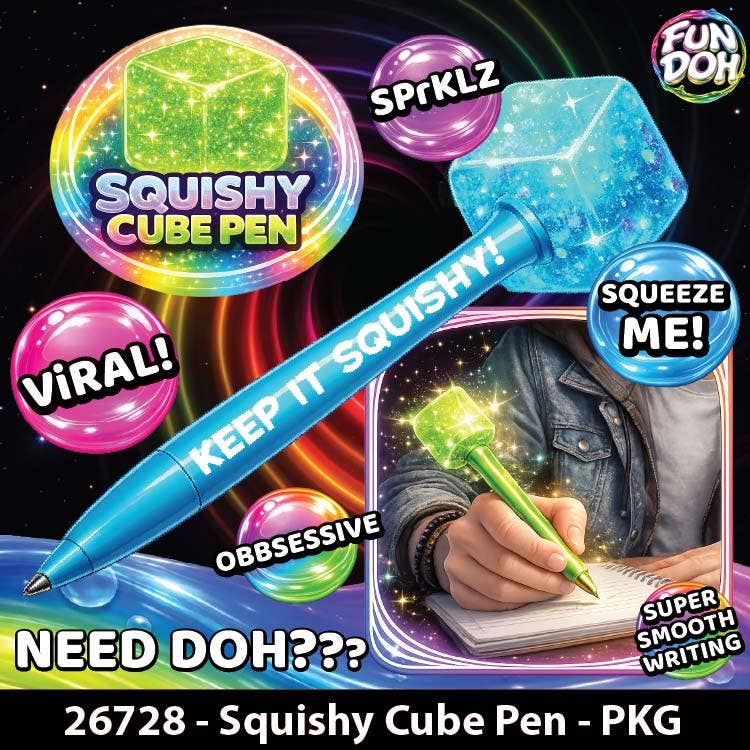 Fun Doh Squishy Cube Toy Pen Assortment - 12/Display: Wholesale Price