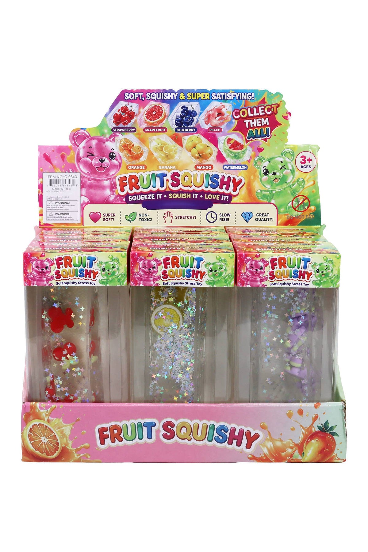 Glittery Fruit Butter Coconut Oil Jelly Zero Rebound Squishy: ASSORTED / ONE SIZE